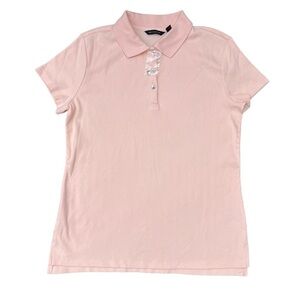NWT H by Halston Pale Pink Rib Knit Stretch Polo Sz S